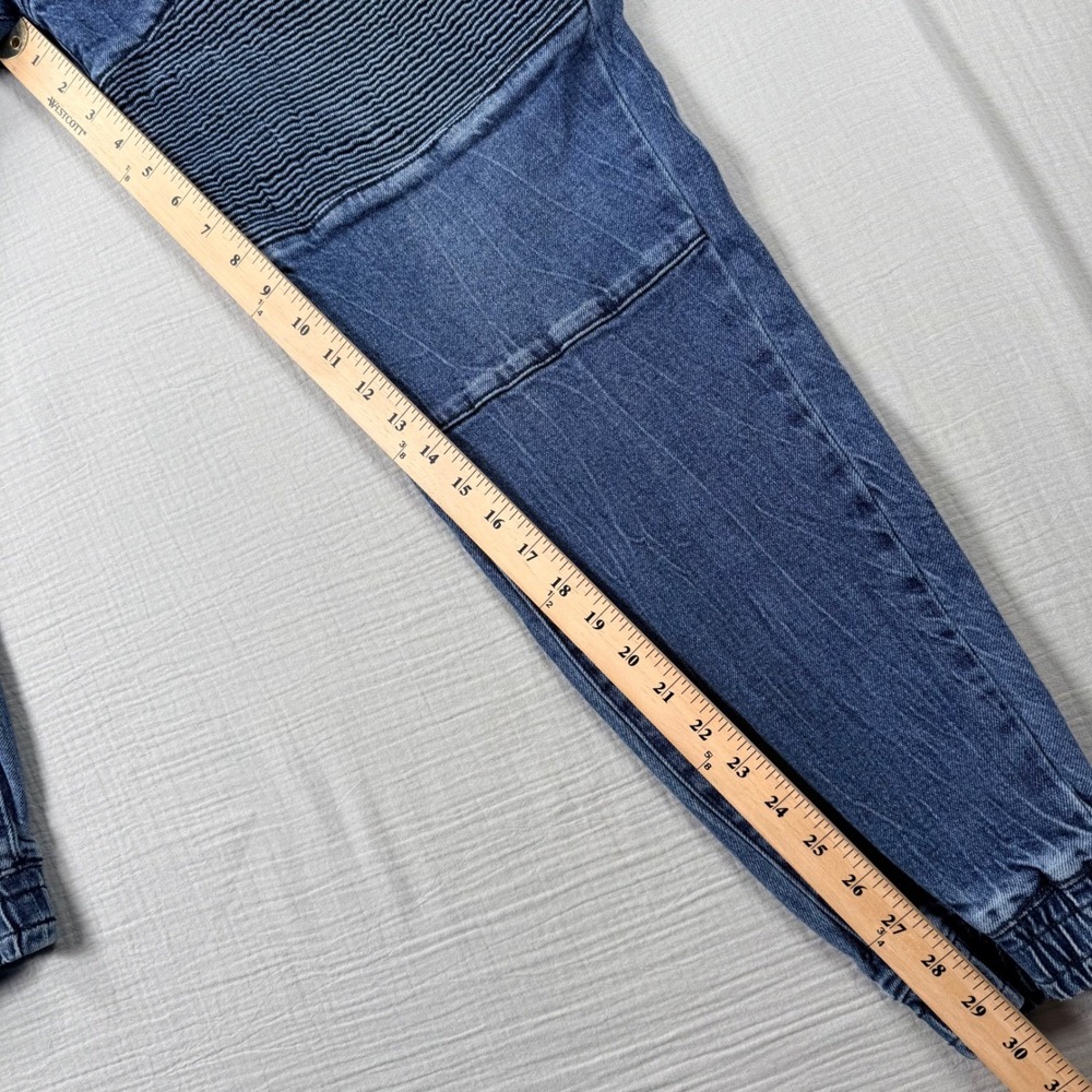 VTG GUESS Mens Blue Denim Jogger Pants Size L Moto Style Elastic Skater Grunge - Picture 5 of 7